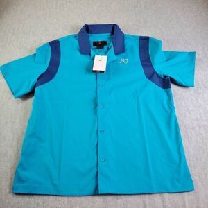 Jordan Shirt Womens Large Blue Air Colorblock Camp Loose Fit Button Up